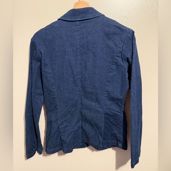 Eddie Bauer Women's Denim Indigo Blazer 90s Y2K Single Breasted Pockets Medium - Picture 12 of 14